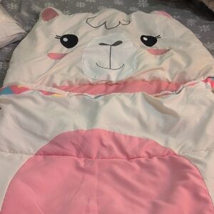🦙Cute Izzie Llama Kids Sleeping Bag with Pink Accents